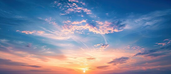 Fototapeta premium Blue sky during sunset with copy space image.