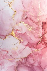 Dusty blush liquid marbled watercolor background with golden cracks and stains, featuring gold