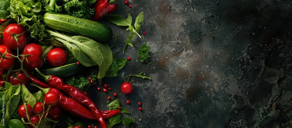 Poster red vegetables arranged for a healthy salad, perfect for a copy space image.