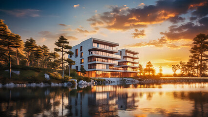 Modern and beautiful residential houses, Modern upscale apartment towers with low energy house standard in the city