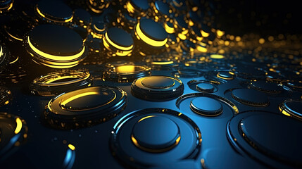Technology abstract background with hud styled round interface elements in neon tech light.