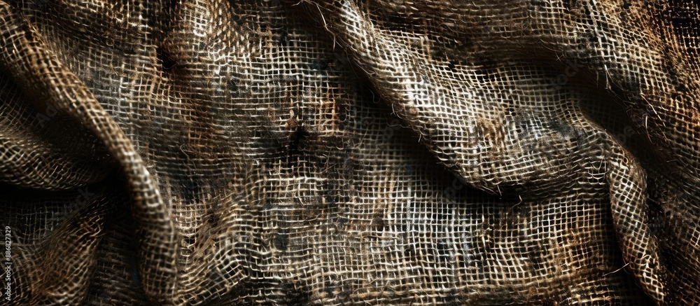 Fototapete a photo of a textured burlap canvas with a rough, crumpled, grungy appearance providing a copy space