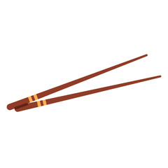 Bamboo food chopsticks. Traditional asian eating utensils. Isolated vector illustration in cartoon style
