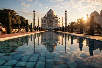 Taj Mahal Moment in Agra, India., generative IA