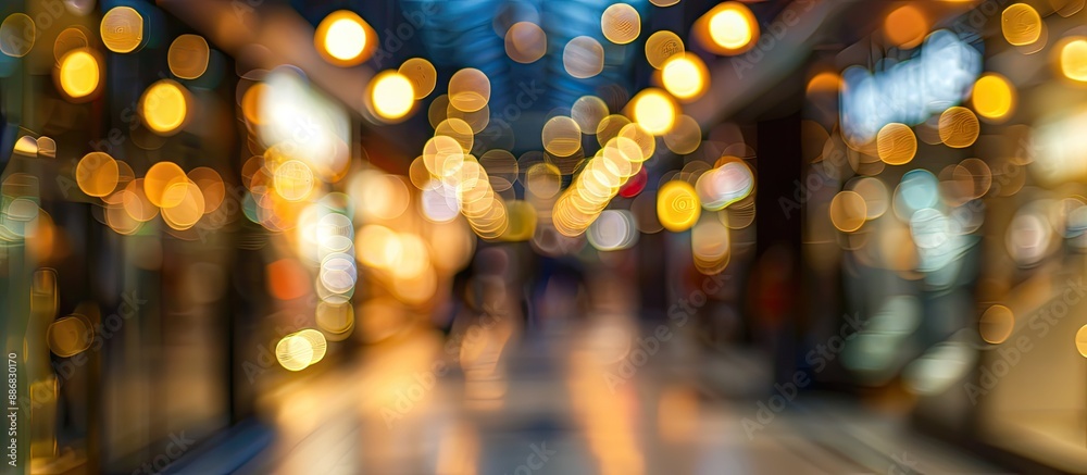 Fototapete bokeh background creates a blurred effect in the store image, providing copy space.