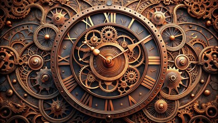 Obraz premium Steampunk Clockwork Intricate Gears and Time, steampunk , clockwork , gears , time