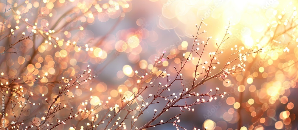 Poster a luxurious, romantic, abstract background with sparkles and golden bokeh in the sun, a shimmering t