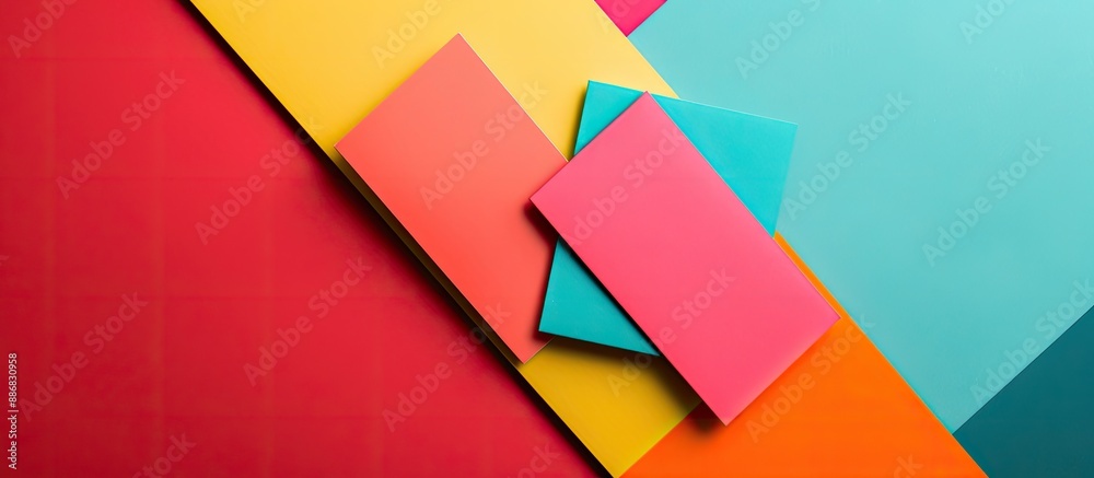 Leinwandbilder colorful background showcasing a business card mockup with copy space image for text, arranged in a 