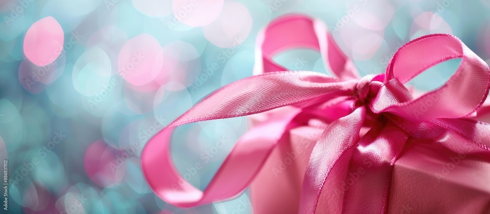 Aufkleber Close-up of a ribbon on a gift box with copy space image available.
