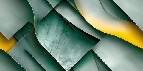 Seamless 3d Background Design, Dark Green, Yellow 3d liquid Paper Layered Waves Abstract Background With Stripes and Lines for Banner Design. Abstract 3d Wave Stripe Pattern Banner.