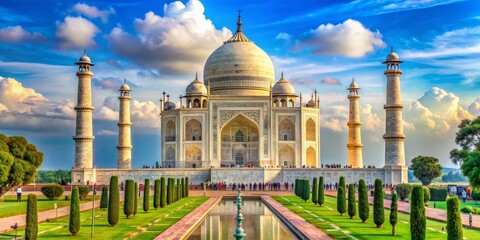 The Taj Mahal A Majestic Architectural Marvel, India, Agra , Mughal Architecture, White Marble