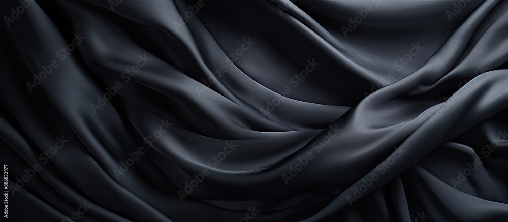 Poster detail of a textured black silk fabric with copy space image.