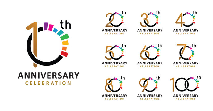 Set of anniversary design colorful number