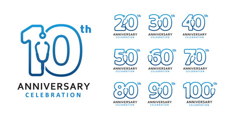 Set of anniversary design modern medical number