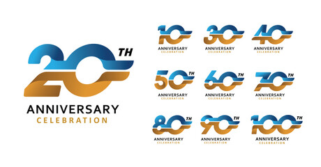 Fototapeta premium Set of anniversary design modern wing number