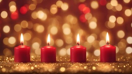 burning red candles with dripping wax on a dark background with golden bokeh. concept of esotericism, fortune telling, holiday. Playground AI platform