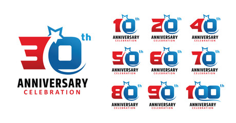 Set of anniversary design star number