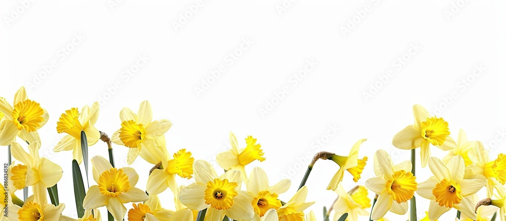 Fototapete dazzling daffodils set against a white backdrop with copy space image.