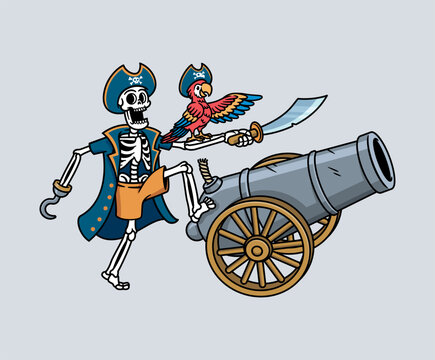 Pirate skull and cannon