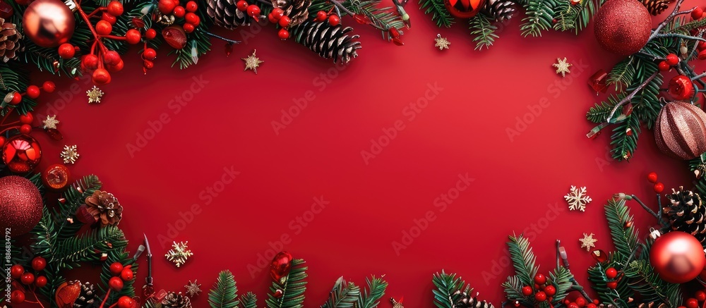 Aufkleber border design featuring festive christmas elements with copy space image.