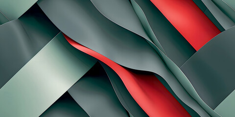 Seamless 3d Background Design, Dark Green, Gray, and Red 3d liquid Paper Layered Waves Abstract Background With Stripes and Lines for Banner Design. Abstract 3d Wave Stripe Pattern Banner.