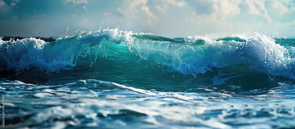 Poster Tranquil ocean waves with copy space image.