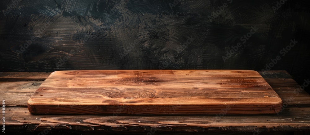 Poster Wooden board with no objects on it, suitable for displaying food items or as a backdrop for photography, providing space for adding images.