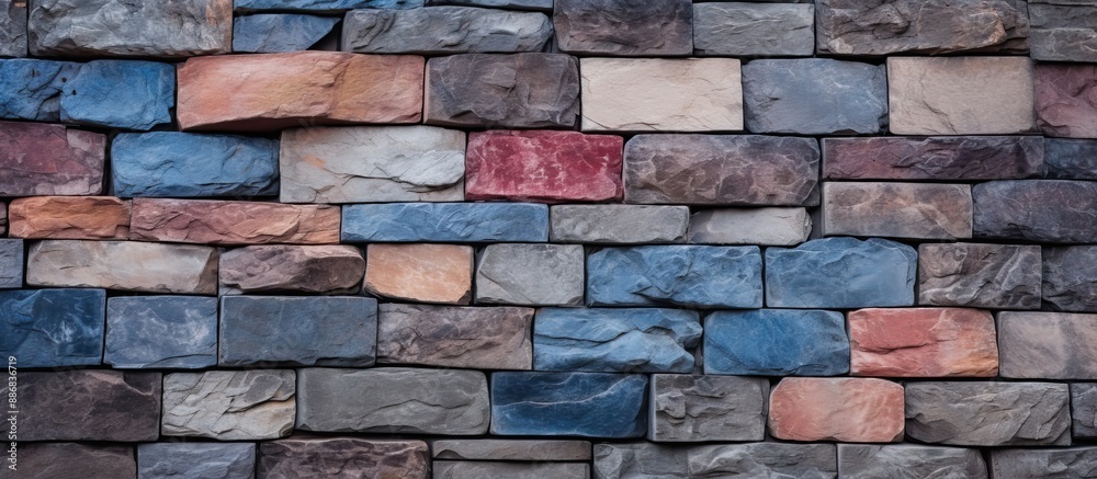 Aufkleber stone wall texture with vibrant colors, ideal as a background for a copy space image.