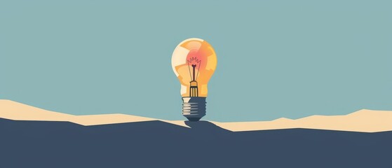 A minimalistic business illustration uses a light bulb to convey the simplicity and power of adaptive thinking for longterm success