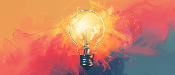 A minimalistic business illustration uses a light bulb to convey the simplicity and power of adaptive thinking for longterm success
