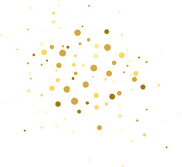 Gold falling glitter  confetti. Round shape. Festive background