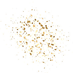 Gold falling confetti. Rectangle shape. Festive background