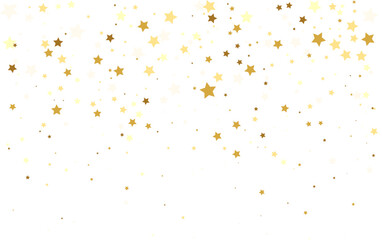 Gold falling confetti. Star shape. Festive background