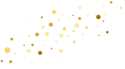Gold falling glitter  confetti. Round shape. Festive background