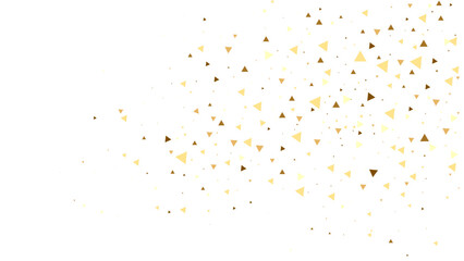 Gold falling confetti. Triangle shape. Festive background