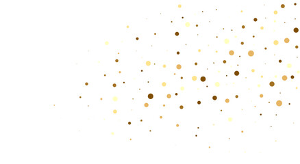 Gold falling glitter  confetti. Round shape. Festive background