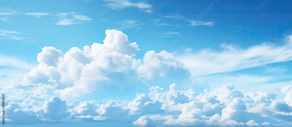 Poster Scenic natural cyan clouds with open space for text or graphics in the image.