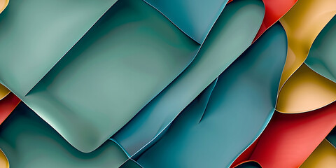 Seamless 3d Background Design, Dark Green, Yellow, and Red 3d liquid Paper Layered Waves Abstract Background With Stripes and Lines for Banner Design. Abstract 3d Wave Stripe Pattern Banner.