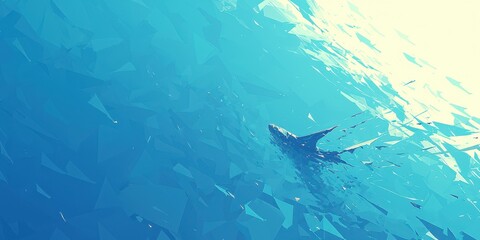 Naklejka premium Solitary Fish in the Vast Ocean - Concept of Freedom and Isolation