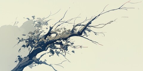 Fototapeta premium Minimalist Tree Branch in Negative Space