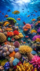 marine coral reef with marine life , 9:16 aspect ratio , phone wallpaper 