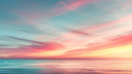  A stunning sunset over the ocean, adorned with clouds in the sky and a plane trailing contrails as it flies above the water