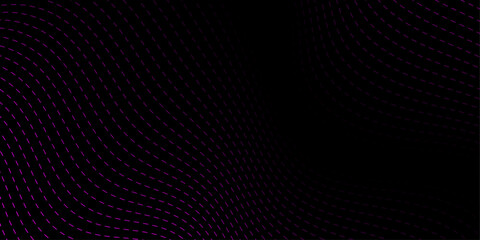 Abstract background with dashes and waves. Medium banner size. Element for design. Vector background for brochure, booklet, flyer, poster. Pink and black gradient. Dark, night