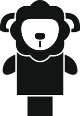 Black and white icon of a lion hand puppet for a puppet show