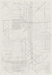 Obraz premium Minimalist Abstract Shapes Grid Background, Monochrome Vertical Design