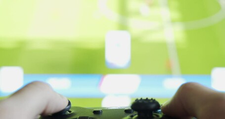 User Playing EA Sport FC 24 Fifa Football Game on Xbox One Wireless Gamepad Controller - Close-Up - Powered by Adobe