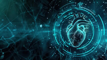 Obraz premium The latest in heart health diagnostics is featured in a futuristic medical research banner