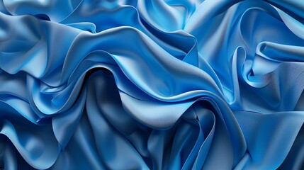 Fototapeta premium blue fabric wavy texture close-up background