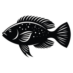 fish silhouette vector  style on background
