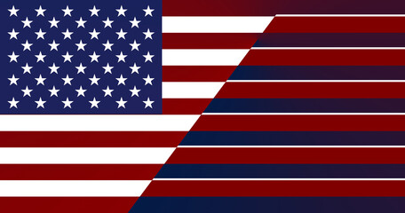Obraz premium presidential election, red and blue as Republicans and Democrats, modern creative abstract flag background of the USA, United States of America